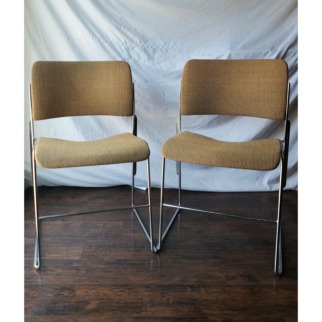 Metal 1970s Vintage David Rowland for Gf Business Equipment 40/4 Upholstered Chairs - A Pair For Sale - Image 7 of 16