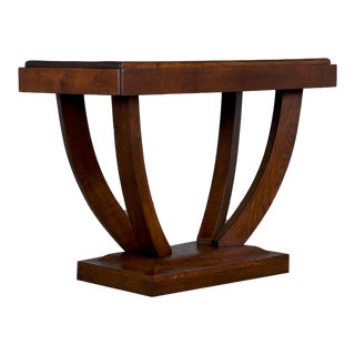 1930s French Art Deco Oak Pedestal Console Table For Sale