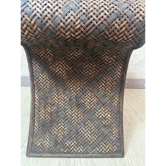 Rattan and Wood Stool, 1930s For Sale - Image 4 of 14