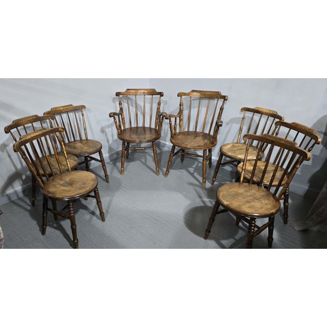 Farmhouse Kitchen Chairs, 1900s, Set of 8 For Sale - Image 4 of 14