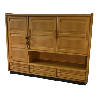 Vintage Oak Wardrobe by Guillerme Et Chambron, 1950s For Sale