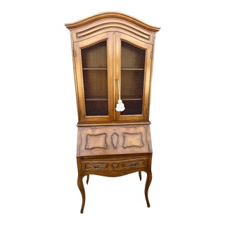 Vintage French Provincial Style Bookcase Secretaire For Sale