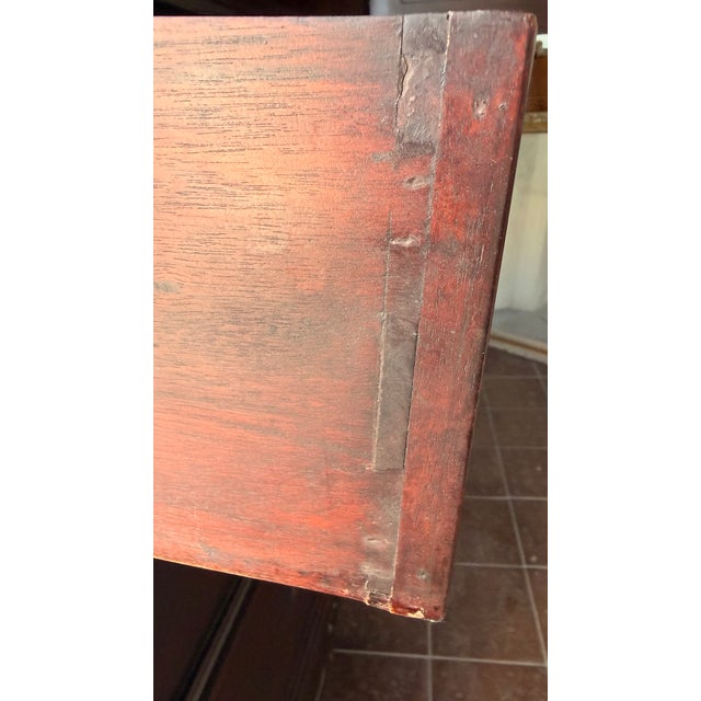 Late 20th Century Georgian Style Mahogany Linen Press Armoire With Pierced Fretwork & Cabriole Legs (Two-Piece) For Sale - Image 11 of 13