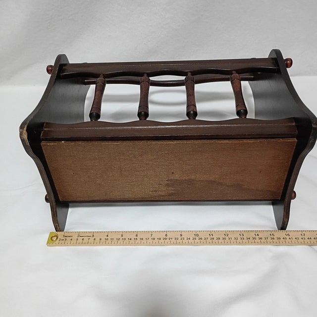 Vintage Mid-Century Walnut Wood Magazine Rack For Sale In Dallas - Image 6 of 7