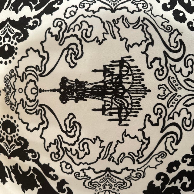 Double sided decorative pillow cover, Handcrafted from a 100% cotton slub with a black and white Victorian chandeliers...