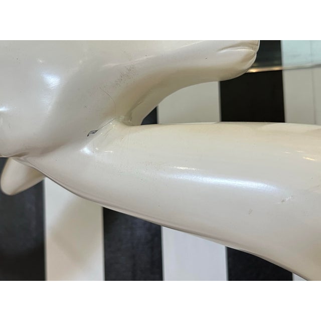 White 1980s Hollywood Regency Jumping Gazelle Console Table For Sale - Image 8 of 12