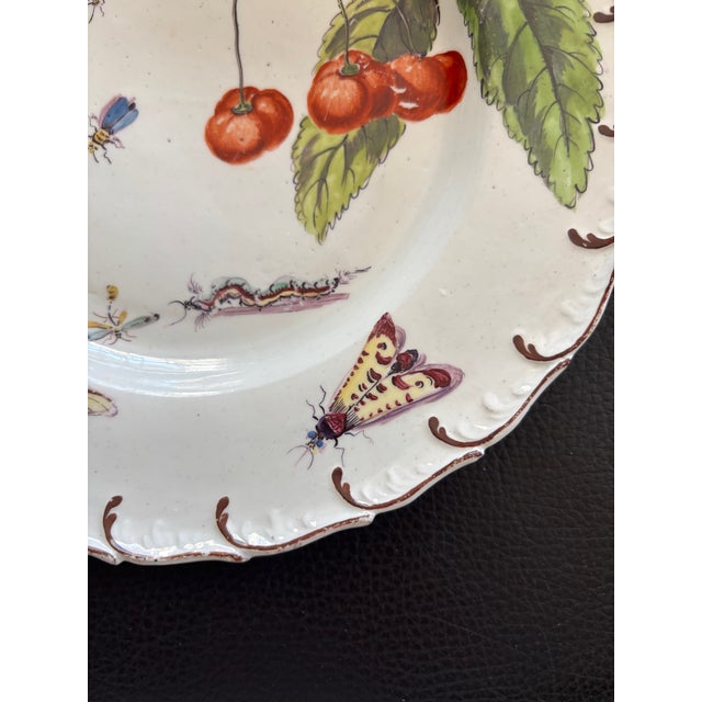White Chelsea “Hans Sloane Series” Botanical Dessert Plate Depicting Insects Unmarked For Sale - Image 8 of 9
