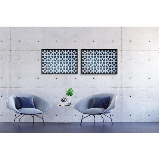 Paper 2026, Modernist Mural, Horizontal Diptych Painting in Black and White, Miami Breezeblocks, Acrylic Paint on Watercolor Paper by Ryan RIvadeneyra, 2026 For Sale - Image 7 of 8