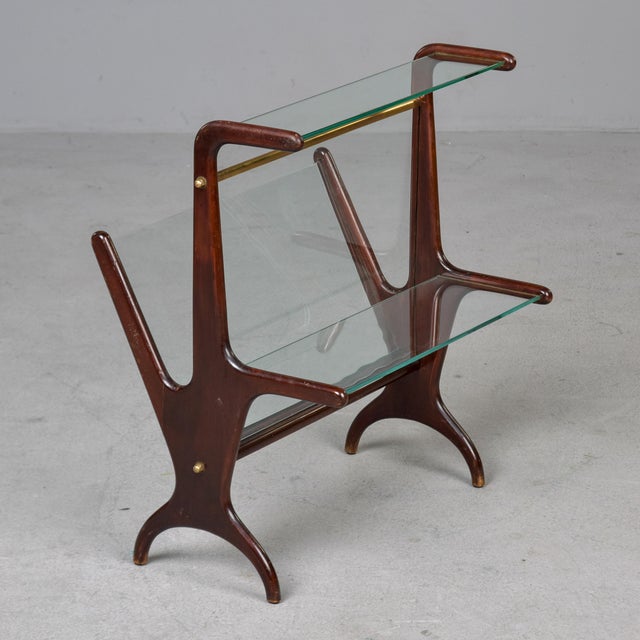Mid Century Mahogany Magazine Holder Table With Brass Fittings For Sale - Image 4 of 12