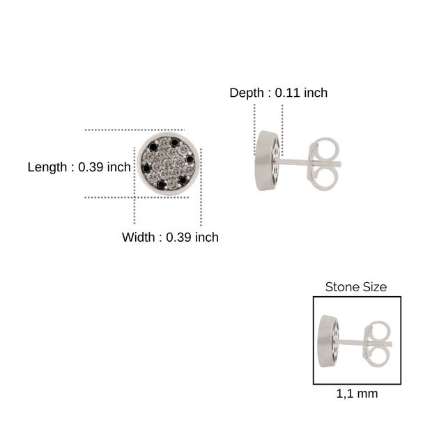 Black Contemporary Sterling Silver White & Black Diamond Earrings- A Pair For Sale - Image 8 of 12