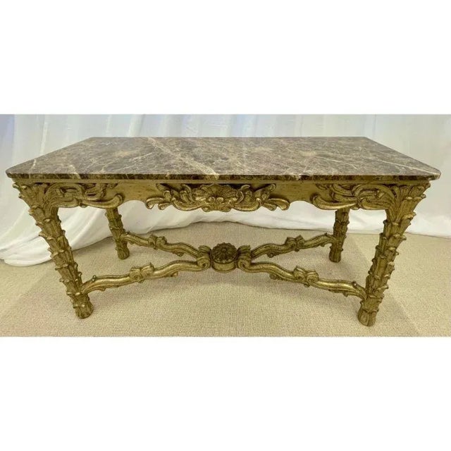 Platinum Mid Century Fleur De Lis Console, Marble, Serge Roche Style For Sale - Image 8 of 13