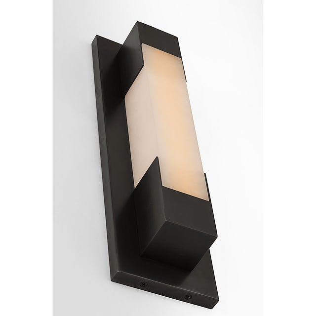 Visual Comfort Kelly Wearstler for Visual Comfort Signature Covet 16" Bracketed Bath Light in Bronze with Alabaster For Sale - Image 4 of 8