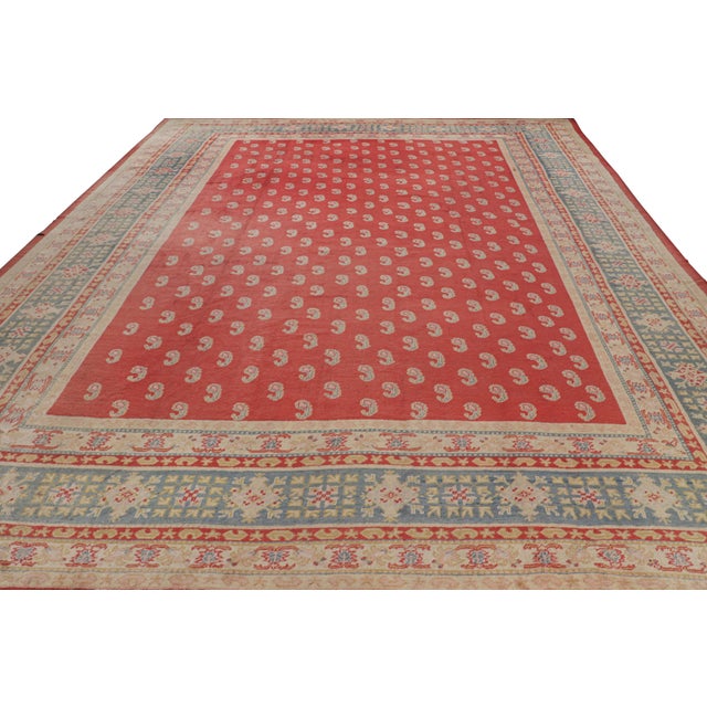 1900 - 1909 Antique Oushak Rug in Red With Paisley Patterns, From Rug & Kilim For Sale - Image 5 of 7