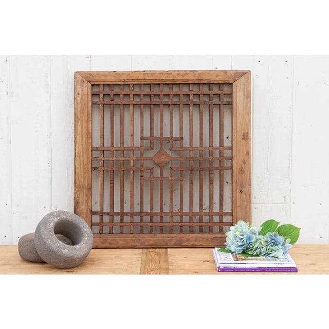 Antique Asian Oxidized Wooden Window For Sale - Image 9 of 9