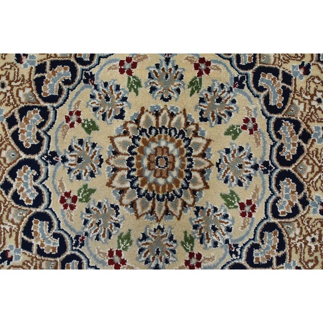 Fine Nain Rug 8'10'' X 12'3'' Blue Wool Traditional Hand-Knotted Oriental Carpet For Sale - Image 9 of 15