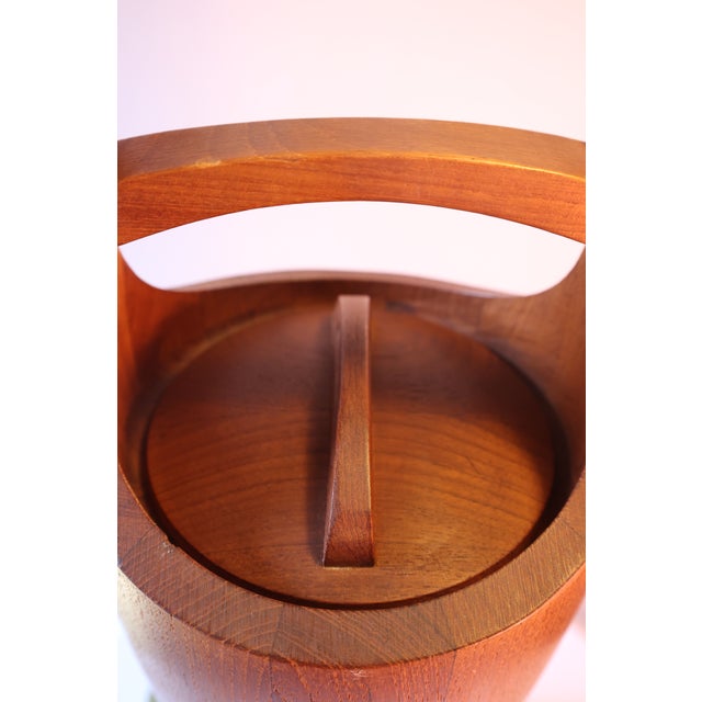 Orange Vintage Dansk Teak Ice Bucket - Jens Quistgaard - Original Orange Liner For Sale - Image 8 of 14