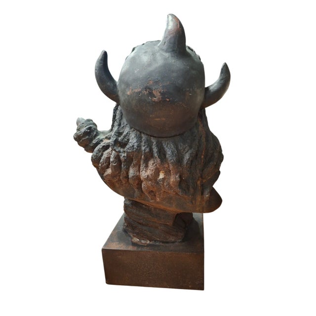 Native American Cast Iron Native American Indian Chief Bust For Sale - Image 3 of 12