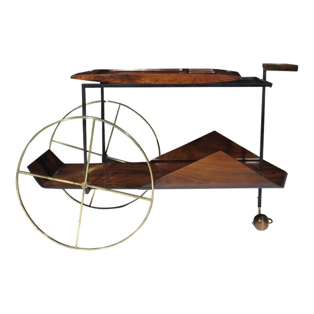 Mid 20th Century Jorge Zalszupin Carrinho De Chá Rosewood Bar Cart Trolley For Sale