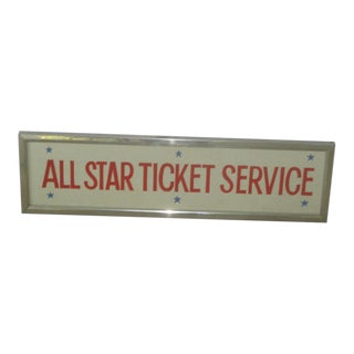 Vintage Hand-Painted Sign: "All Star Ticket Service" For Sale