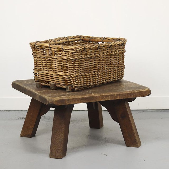 Brown Antique Industrial Factory Wicker Basket For Sale - Image 8 of 10
