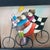 1970s Signed Joyce Roybal Original Oil Painting Cyclists 9” X 7.5” Vintage Folk Art For Sale - Image 5 of 6