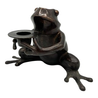 Bronze Restoration Hardware Irving the Frog Candle Holder For Sale