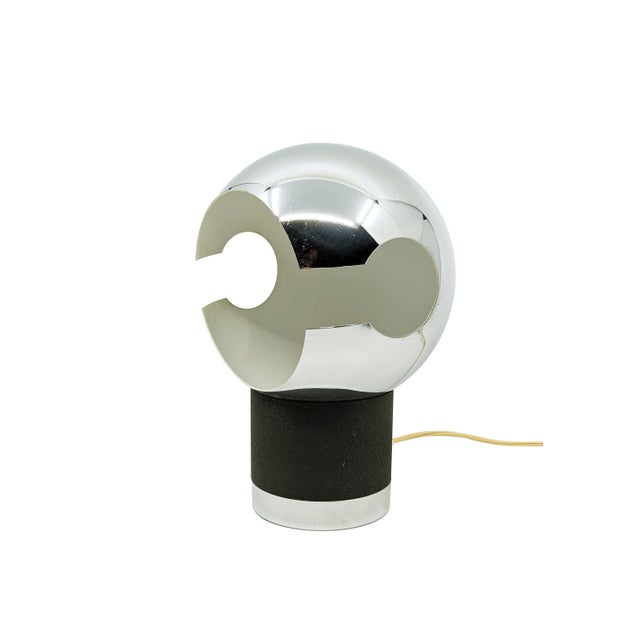 Space Age Italian Chrome Plated and Black Metal Table Lamp, 1960s For Sale - Image 11 of 11