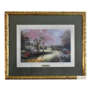 Thomas Kinkade Morning Dogwood Framed Matted Art Print Vintage Garden Gazebo For Sale
