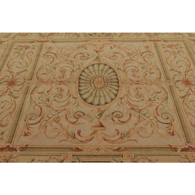 Traditional Antique French Aubusson Rug With Stately Golden Floral Medallions - Rug & Kilim For Sale - Image 3 of 10