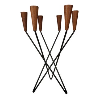 Mid-Century Scandinavian Candlelight in Teak and Metal, 1960s For Sale