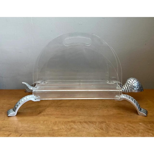 Vintage Lucite and Metal Turtle Magazine Rack For Sale - Image 9 of 12
