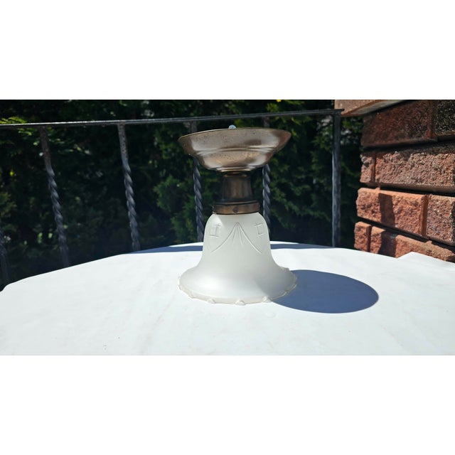 Metal Vintage Brass Ceiling Lamp, 1920s For Sale - Image 7 of 7