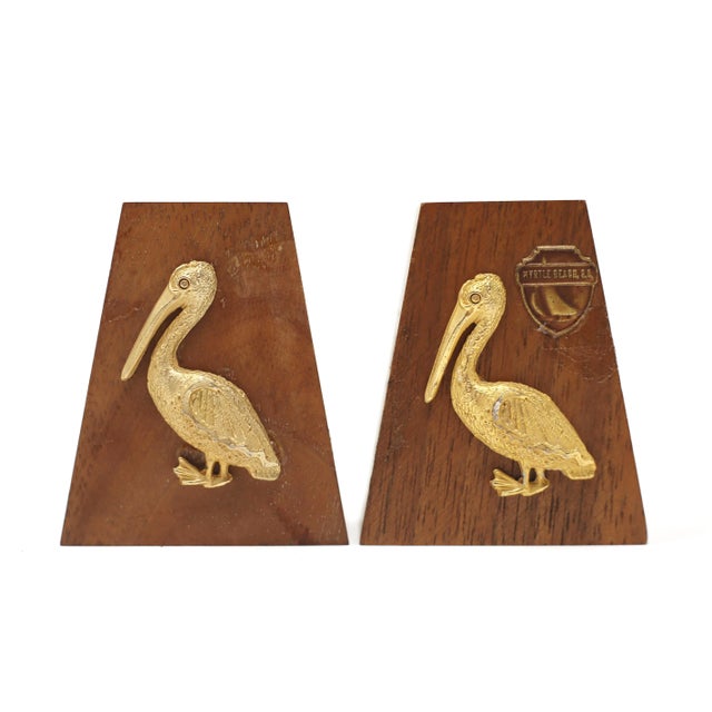 Vintage Wood and Metal Pelican Salt & Pepper Shakers - a Pair For Sale - Image 4 of 11