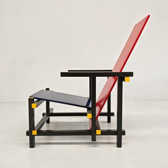 Red and Blue Maestri Series Armchair by Gerrit Thomas Rietveld for Cassina, 1980s For Sale - Image 11 of 18