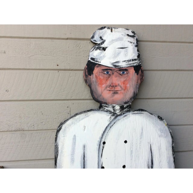 Found in the South of France, this life size wood hand painted chef was once used at a bistro in Provence. Painted on both...