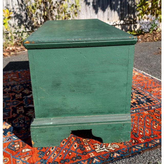 19th Century American New England Pine Blanket Chest in Old Green Paint For Sale - Image 9 of 18