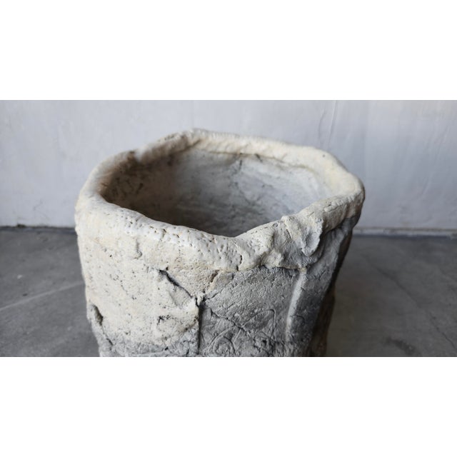 Gray 13" Mid Century Rough Hewn Organic Ceramic Planter For Sale - Image 8 of 10