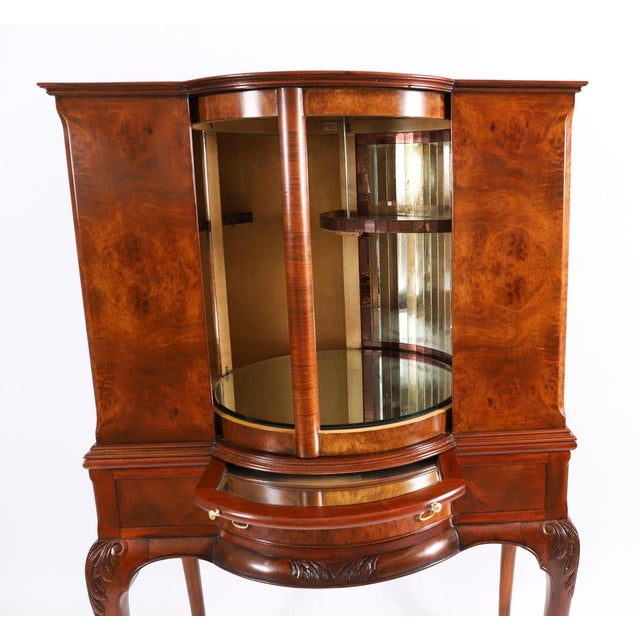 Antique Burr Walnut Revolving Dry Bar Cabinet, 1920s For Sale - Image 10 of 18