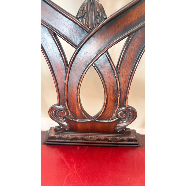 Set of Six Henredon Chippendale-Style Dining Chairs With Red Leather For Sale - Image 14 of 16
