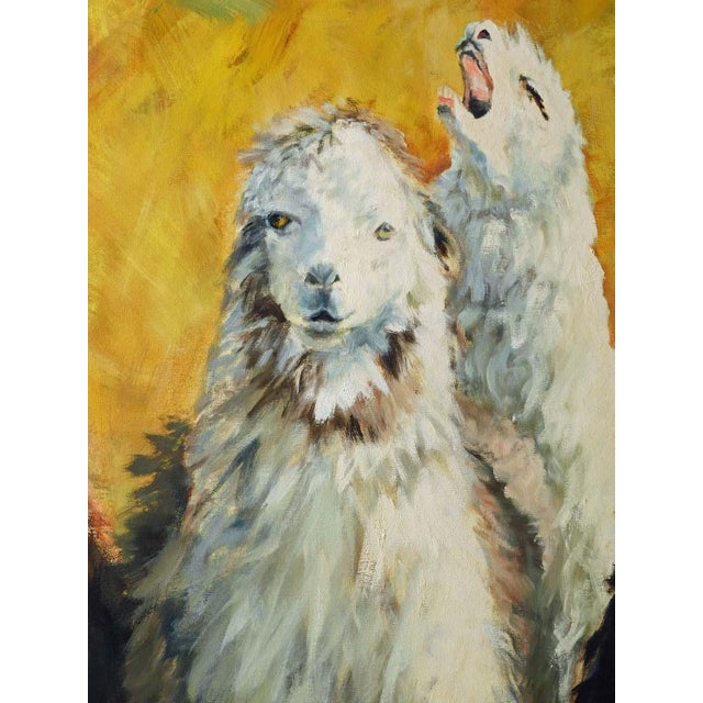 Linda Davidson Llamas Original Oil Painting Artwork on Canvas For Sale - Image 10 of 10
