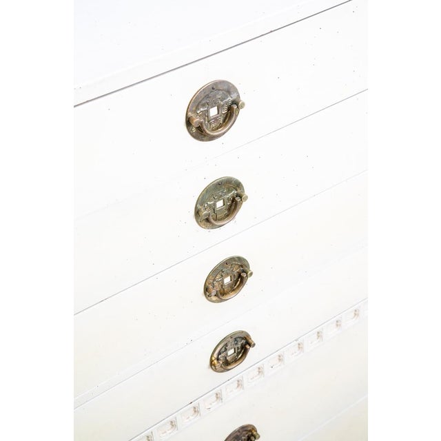 Wood 1960s Mid Century Modern Dresser Highboy 6 Drawer White American Kalpe Trim For Sale - Image 7 of 12