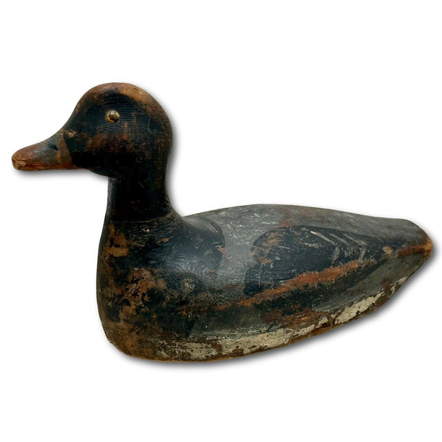 Antique American Rustic Much Used & Aged Hand Carved & Painted Wood Duck Hunters Working Decoy Circa Early 1900s For Sale - Image 16 of 18