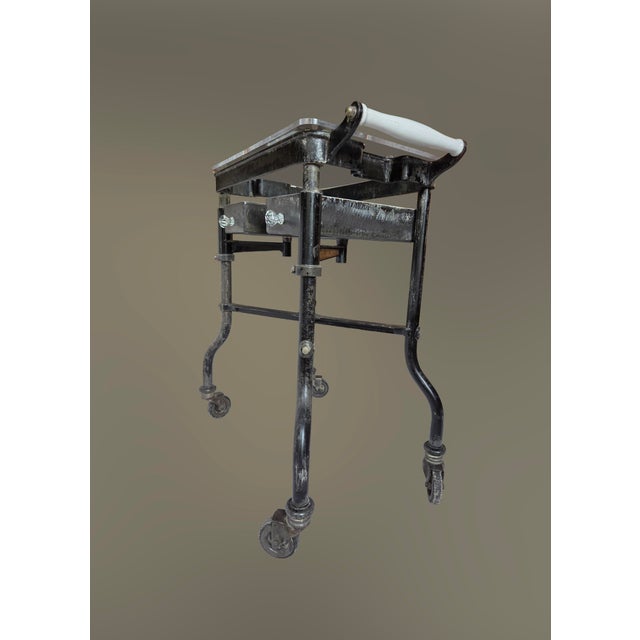 1940's Industrial Steel Welding Workstation Rolling Cart With Swing-Arm Bins For Sale - Image 11 of 15