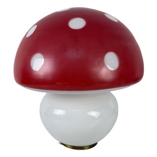 Mushroom Table Lamp in Murano Glass and Brass Base, 1970s For Sale