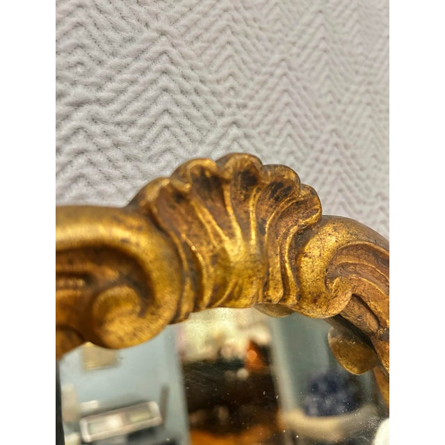 1950s Vintage 1930’s-1950’s Florentine Giltwood Rococo Wall Mirror For Sale - Image 5 of 10