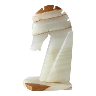 Vintage Art Deco Onyx Horse Head Bookend For Sale
