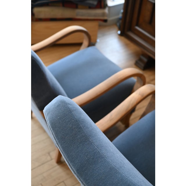Jindrich Halabala H237 Armchairs in Pierre Frey Mohair For Sale - Image 14 of 14