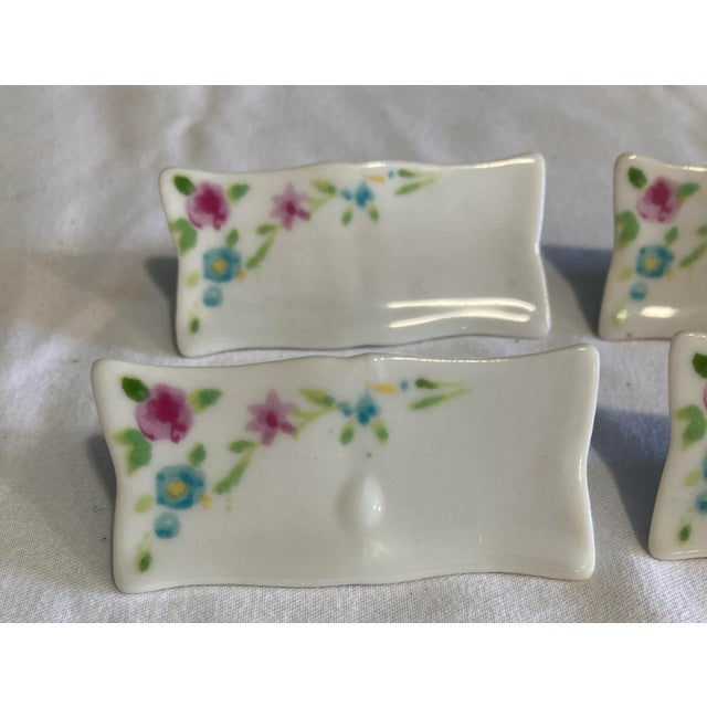 Set of 6 Vintage Floral Porcelain Name Placards For Sale - Image 4 of 9