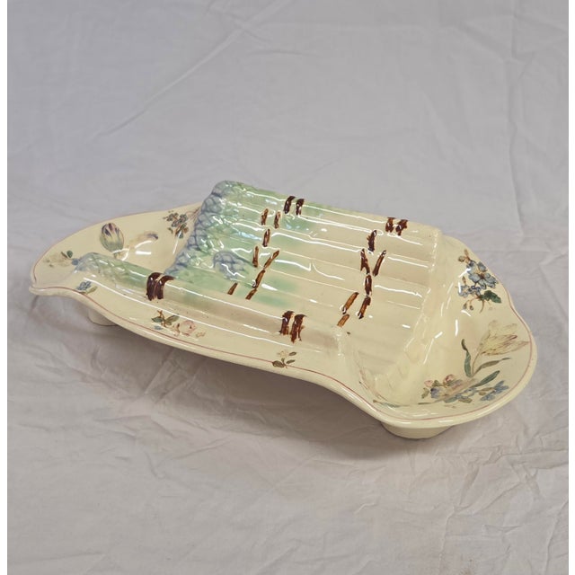 French Antique Circa 1900 French Longchamp Majolica Asparagus Serving Platter For Sale - Image 3 of 13