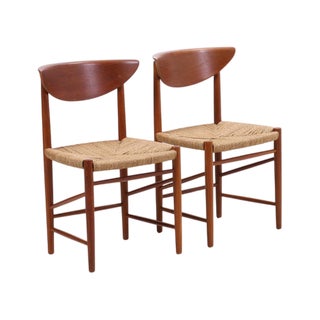 Mid-Century Danish Teak and Cord Chairs by Peter Hvidt & Orla Molgaard-Nielsen, Set of 2 For Sale